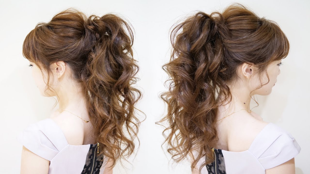 ☆ふわふわポニーテールのヘアアレンジ！トップのボリューム自由自在！ロープ編みに２本でできます！Hair styling Hair arrangement 头发　헤어EASY Updo Ha