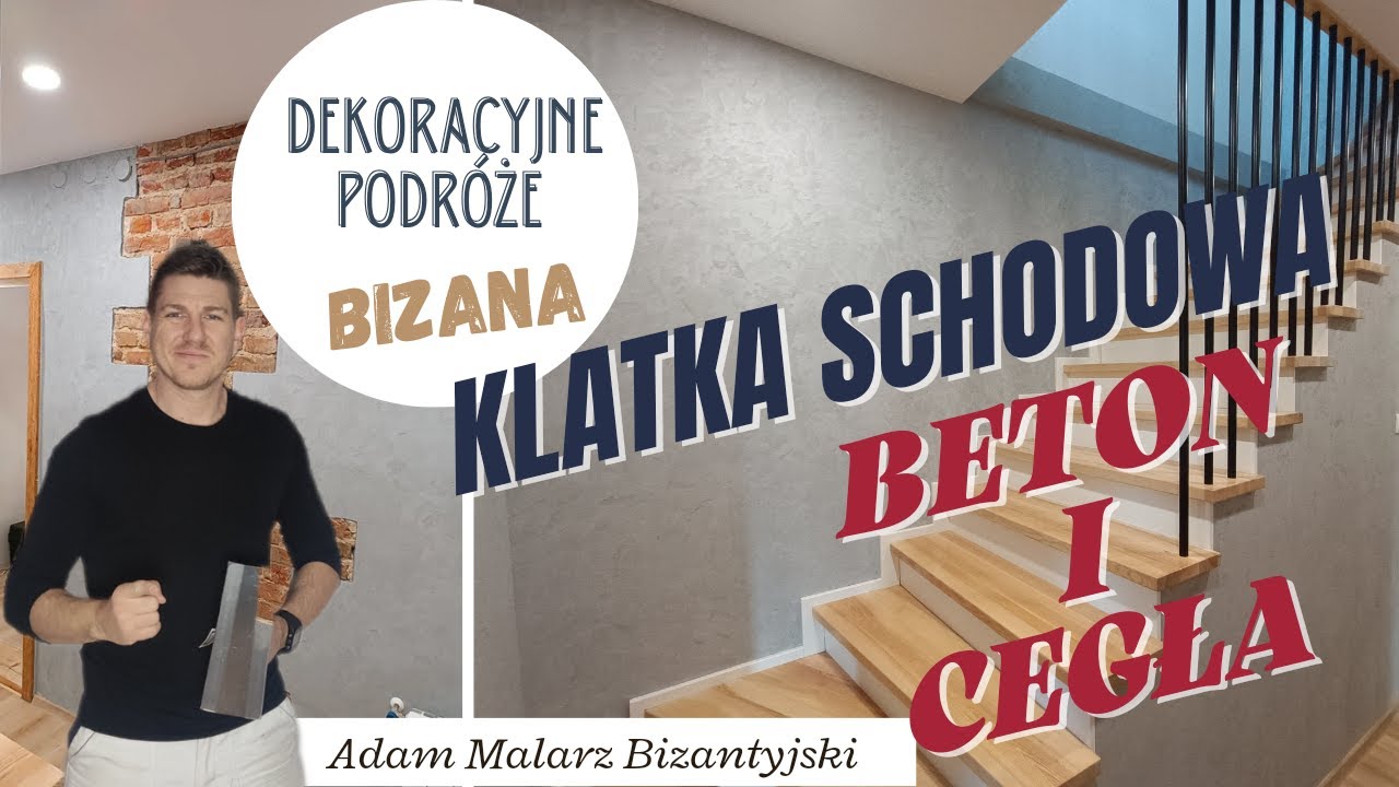 BETON + CEGŁA. Ponadczasowa dekoracja położona na klatce schodowej i korytarzu.