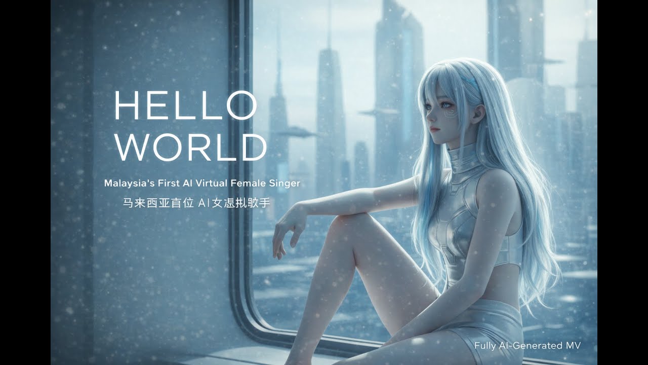 Malaysia’s First AI Virtual Female Singer | Original Electronic Song | AI-Generated MV《HELLO WORLD》
