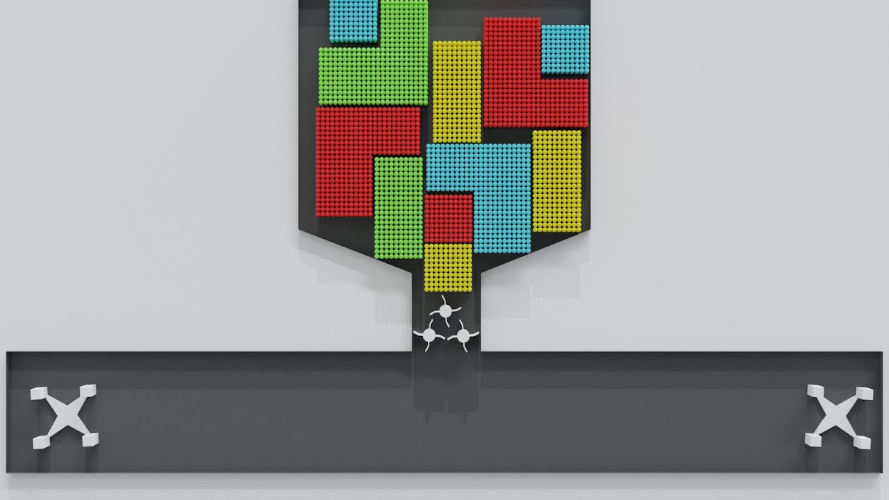 Particle Simulation #83 : Softbody Tetris, Shredder Machine, Piston