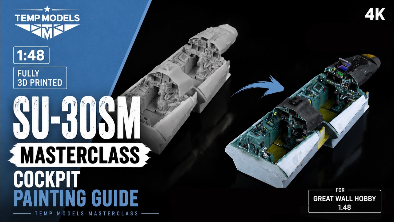 Great Wall Hobby Su-30SM 1:48 | Покраска высокодетализированных 3d-печатных кабин от Temp Models!