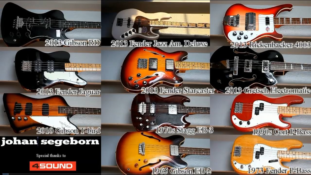 11 Basses Comparison - Shoot Out - Rickenbacker Vs Gretsch Vs Fender Vs Gibson and MORE