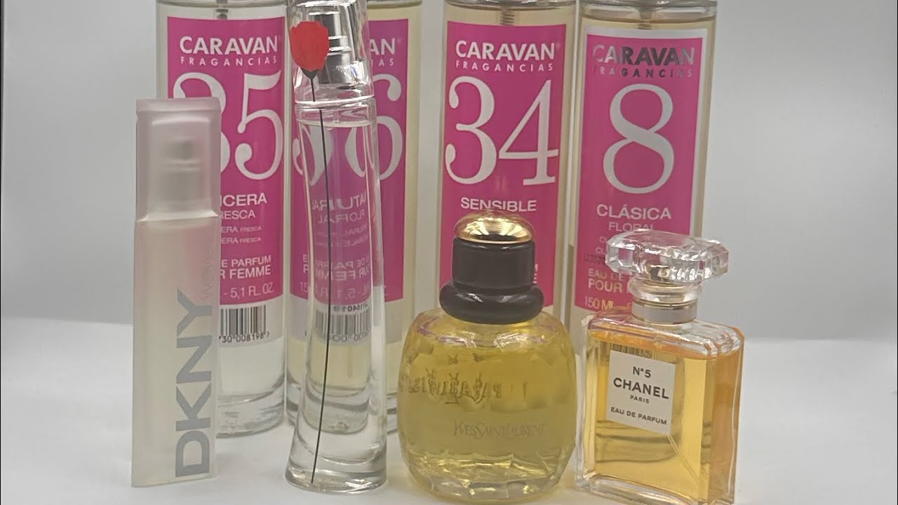 Reseña CARAVAN Equivalencias de perfumes Paris, Chanel 5, DKNY Women y Flower by Kenzo (Español)￼