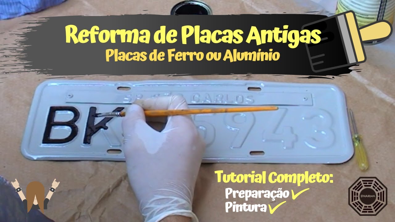 🎨 Preparação e Pintura de Placa Antiga | Reforma de Placa de Carro, Moto e Caminhão