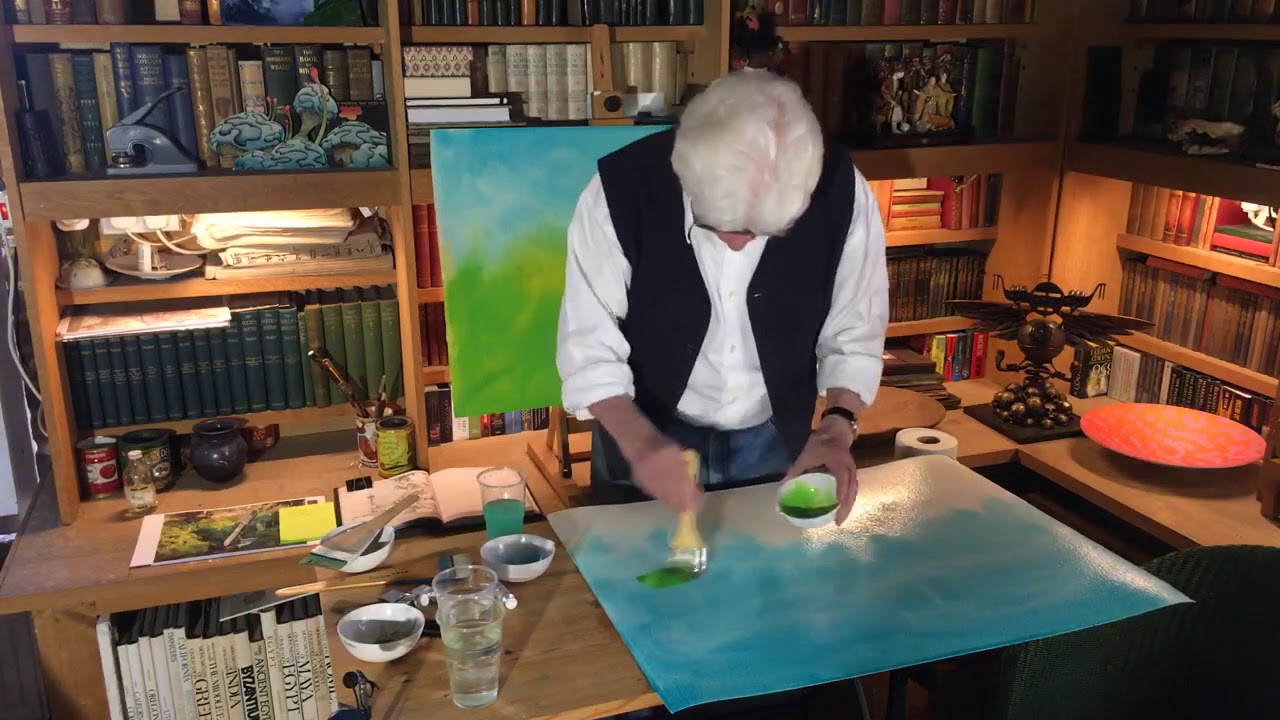 Roger Dean painting session for DBA album