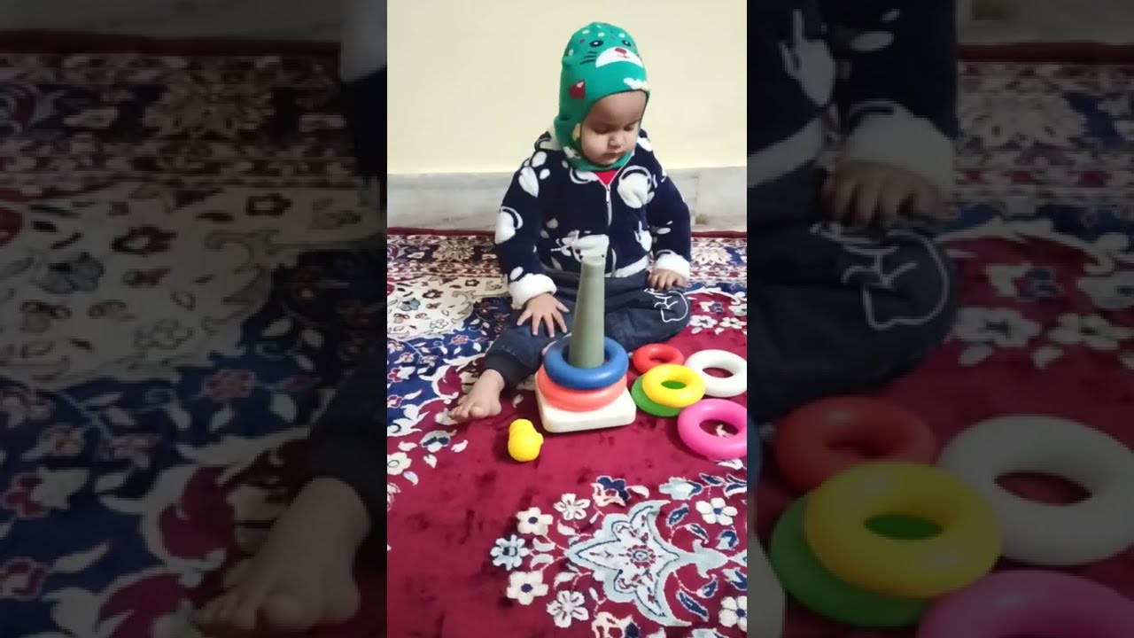 One Year Cute Baby Playing with Stacking Rings and Learn colors 🎨 #navyadwivedi #stackingring