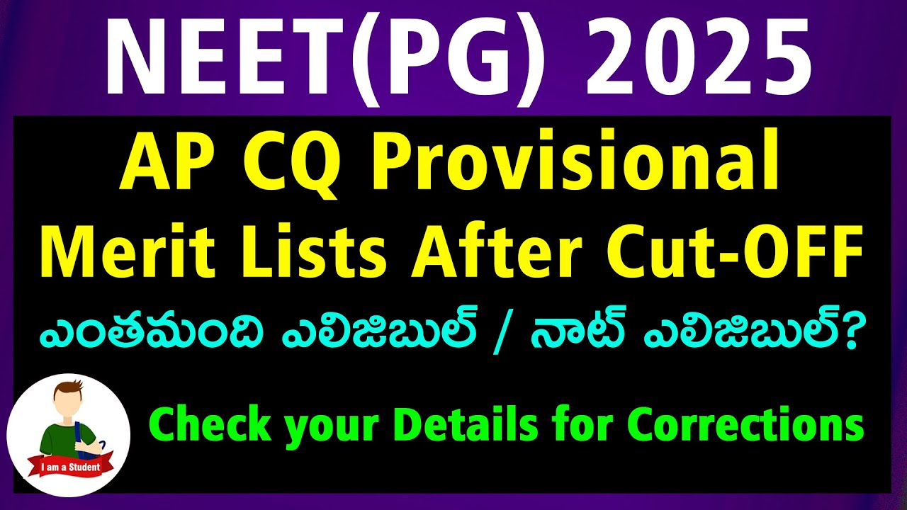 Big Update 🚨 AP NEET PG 2025 CQ Merit Lists Released | In-Service & Non-Service & DNB After Cut-off