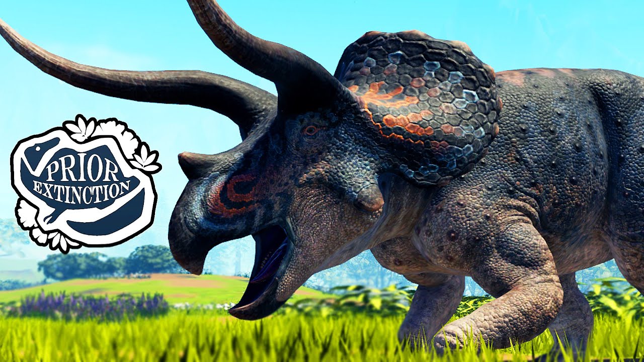 TRICERATOPS Manada!! T-REX me Caçando! Cretaceous Lowland l Prior Extinction  l Roblox l BR
