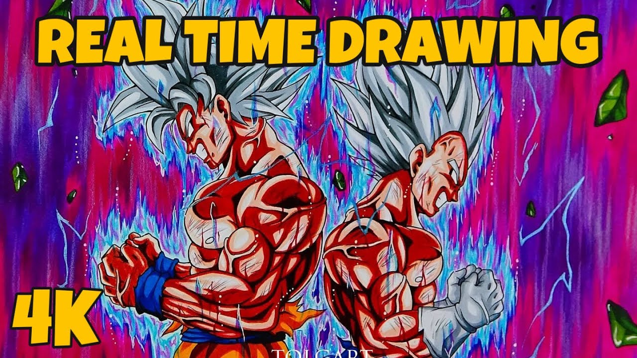 Drawing Goku & Vegeta MUI Powering Up in Real Time | 4K