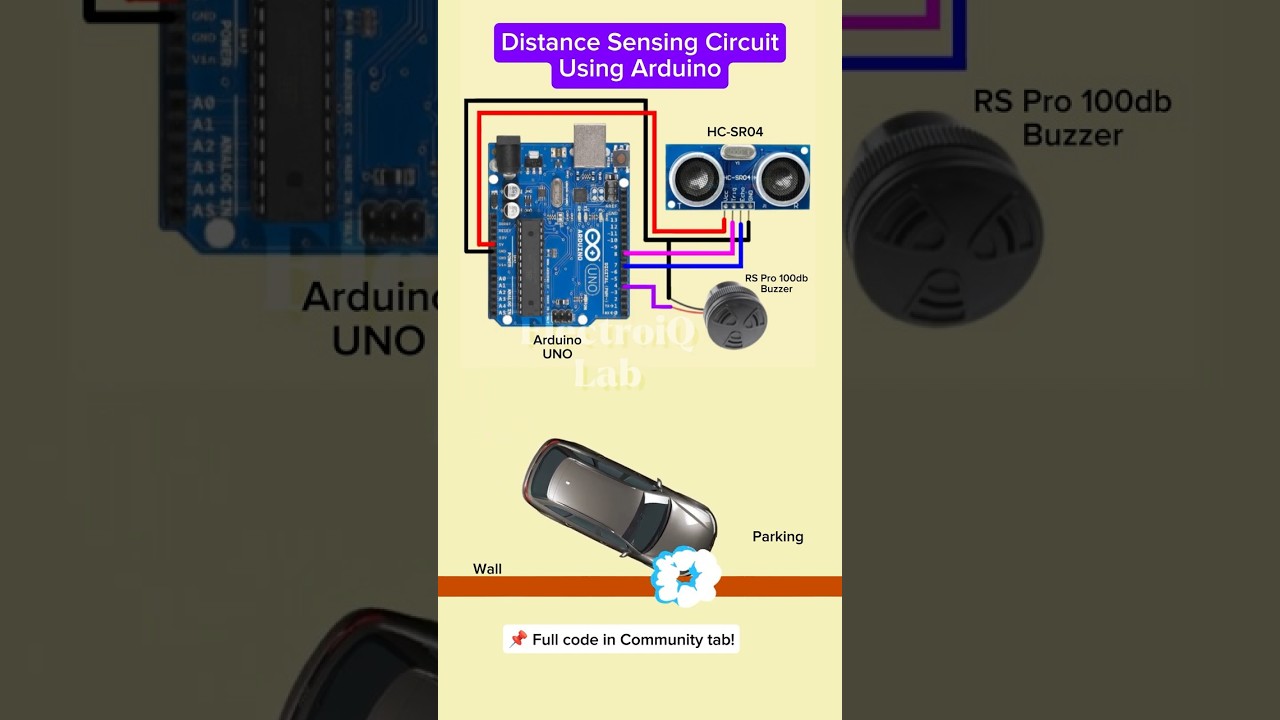 Distance Detector Circuit Using Arduino+Ultrasonic Sensor+Buzzer | Car Parking Guide #shots#tech#diy