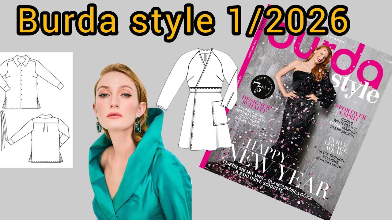 Burda style 1/2026 ,full preview and complete line drawing 