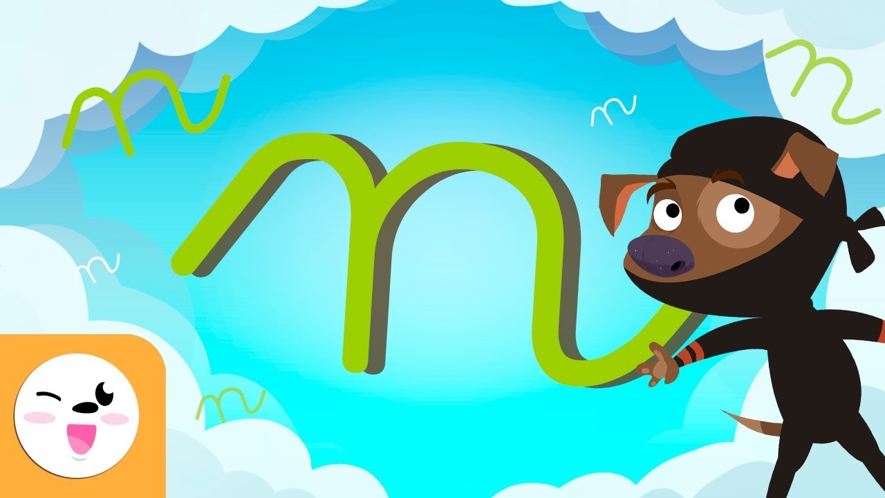 Letra N con caligraf&iacute;a enlazada - El abecedario para ni&ntilde;os