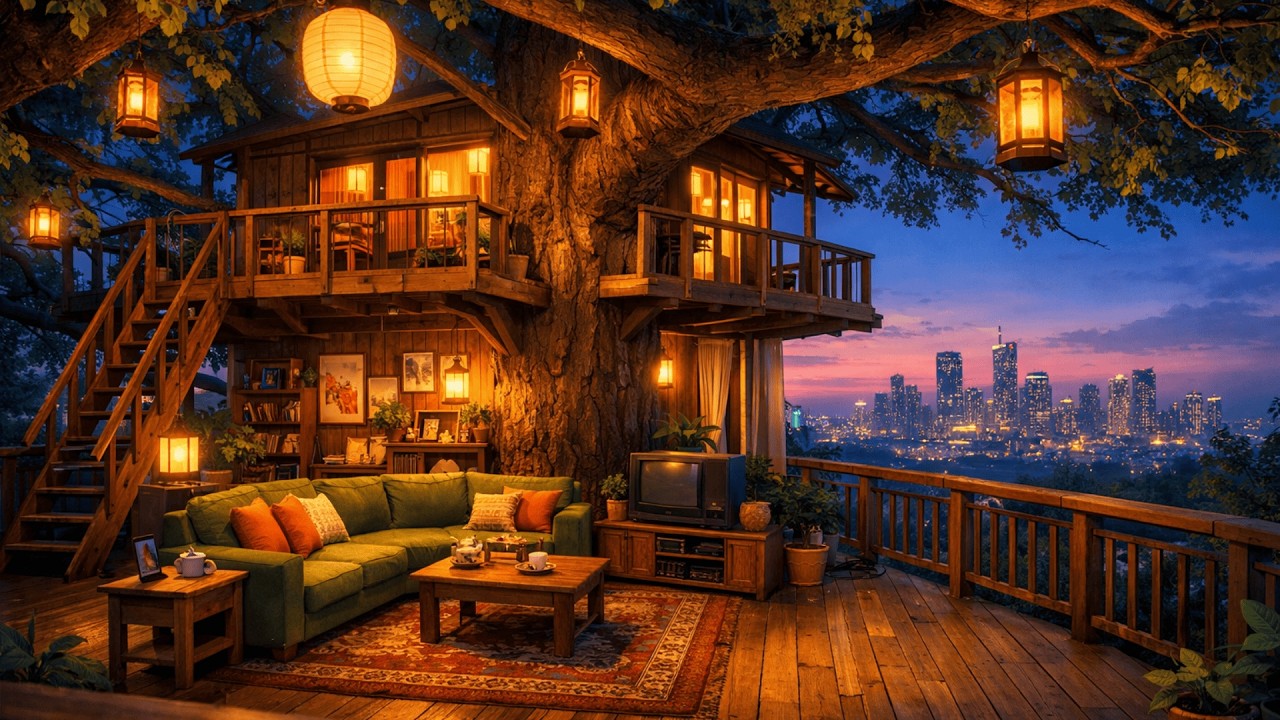 Lofi Hip Hop Beats Old Town Vibes🌆 1980s 90's Nostalgic Japanese Tree house 🎎 Lofi Rain Playlist