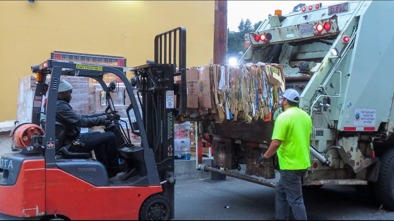 Bales of Cardboard vs. Garbage Truck