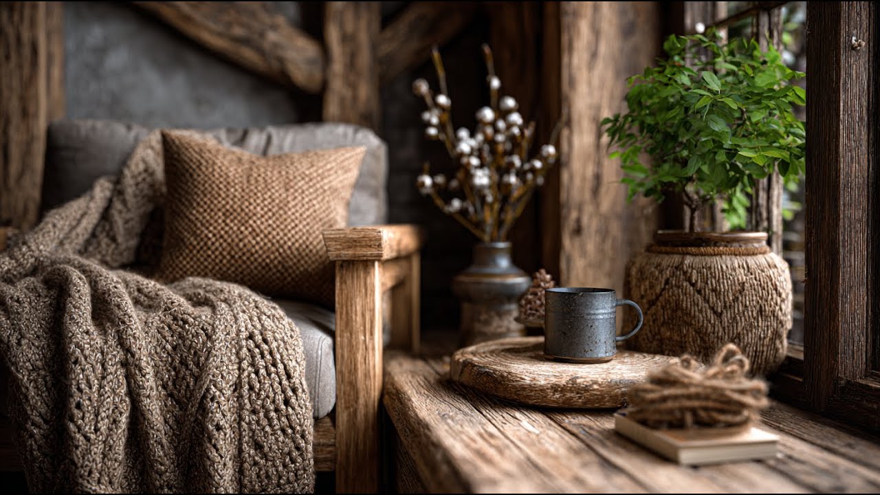 Rustic Winter Home Decorating Ideas with Natural Wood, Knits, and Earthy Cozy Accents!