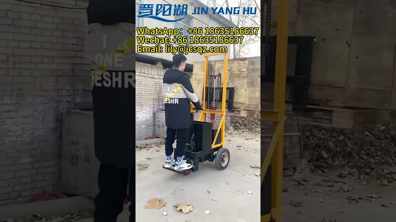 JIN YANG HU 3 Wheel electric stacker Lift Machine New Battery Pallet Truck Trolley #stacker  #lift