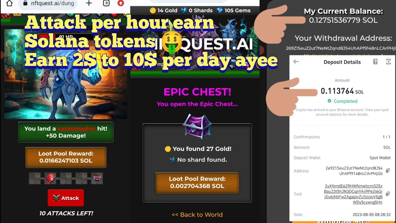 nftquest how to recharge and withdraw earn 2$ to 10$ per day 🤑