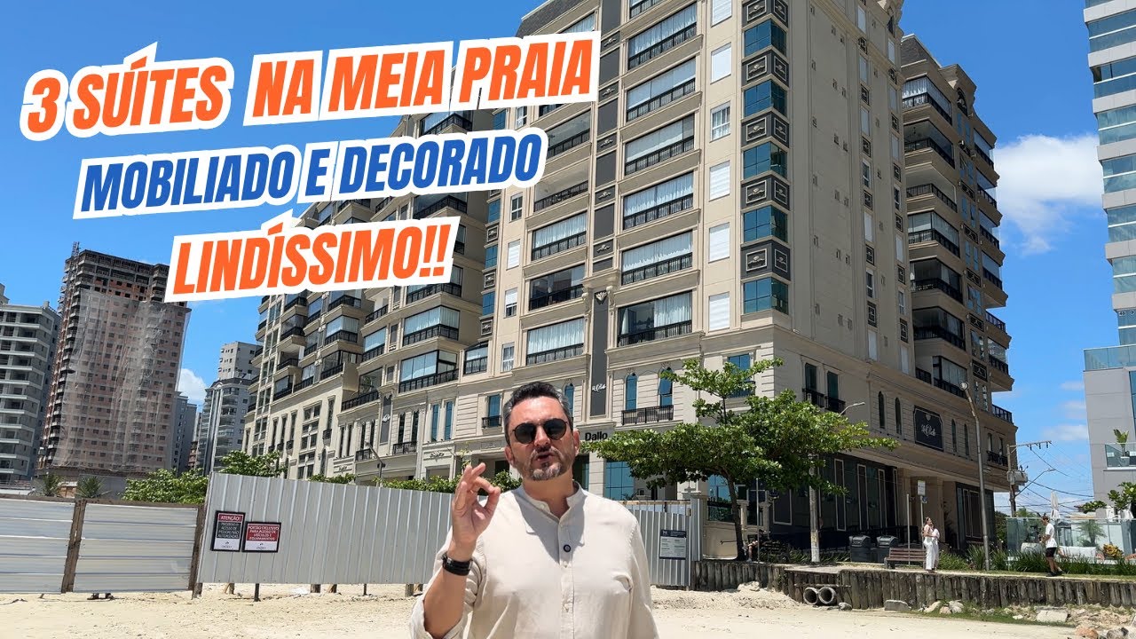 Lindo Apartamento Mobiliado e Decorado, Frente-Mar na Meia Praia-SC