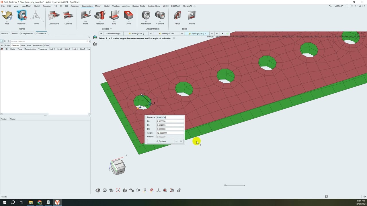 HyperMesh 2023: How to create Bolts(Fastener) use Connectors Functions