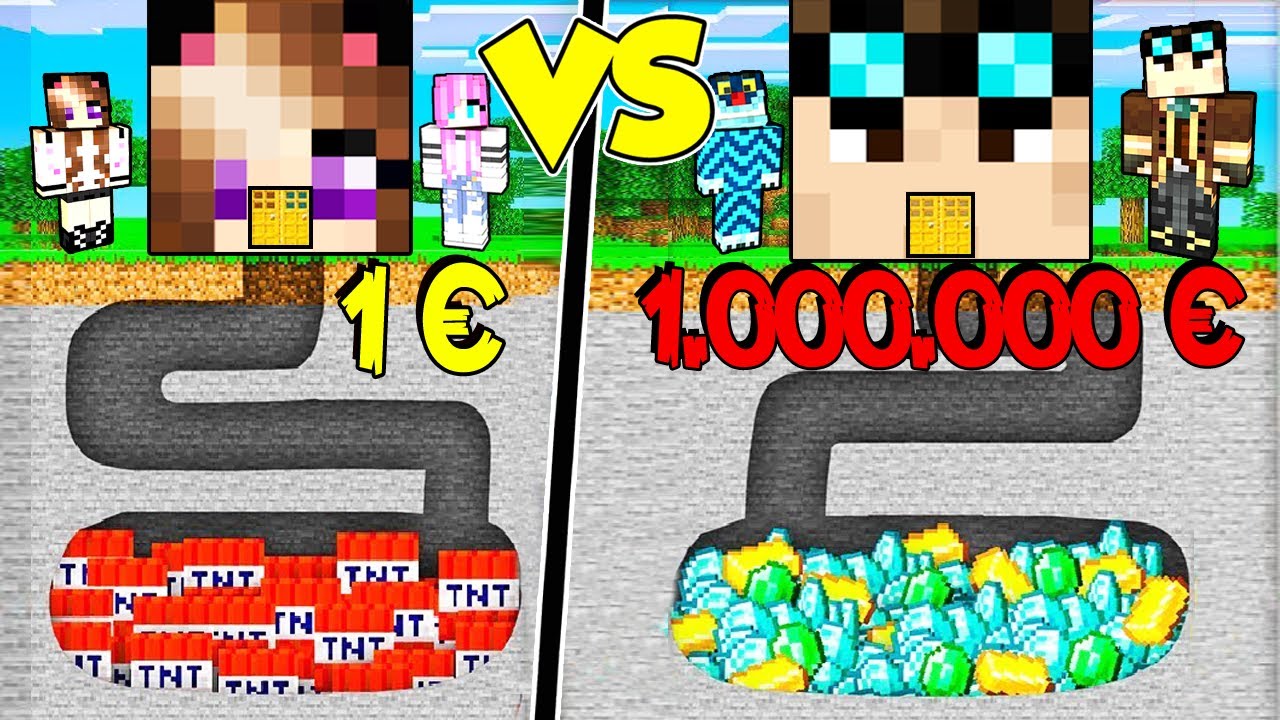 CASA SOTTO TERRA DA 1€ CONTRO CASA SOTTO TERRA DA 1.000.000€ SU MINECRAFT!!