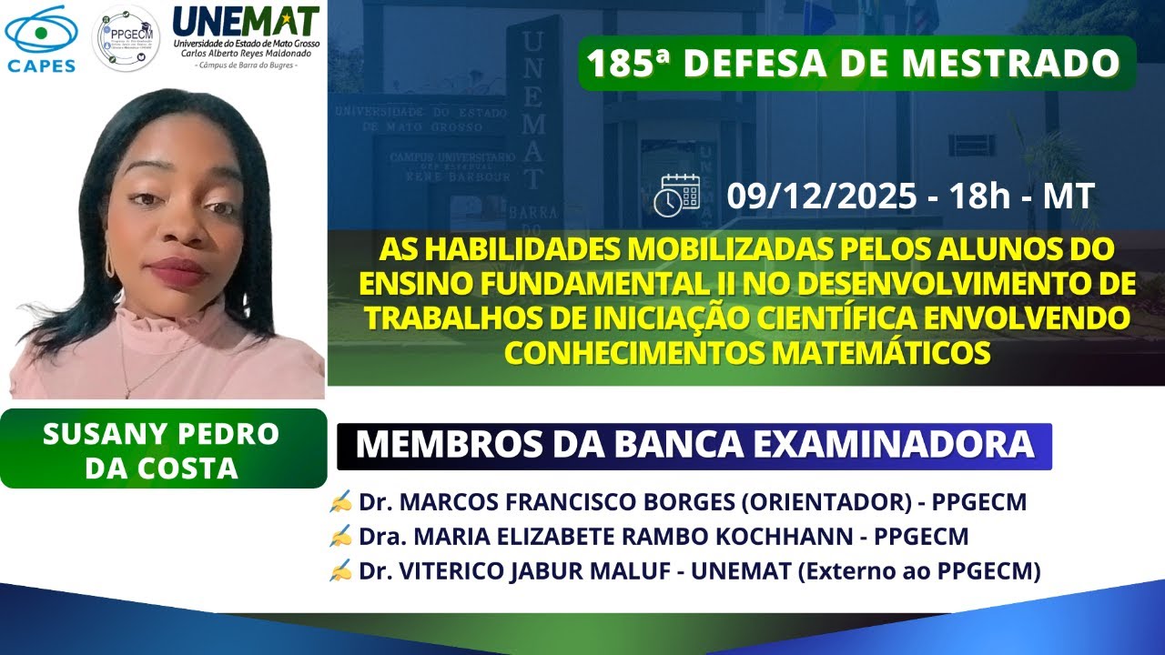 185ª DEFESA DE MESTRADO - PPGECM/UNEMAT
