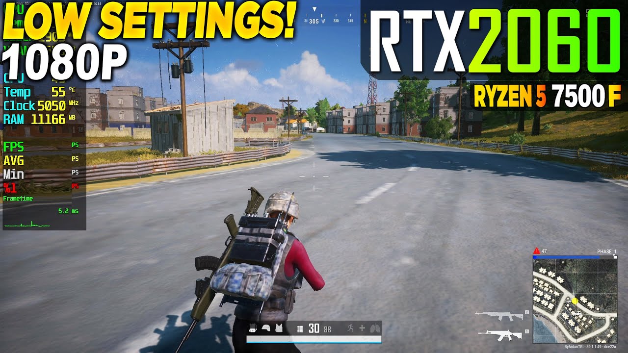 PUBG RTX 2060 + Ryzen 5 7500F - 1080p Very Low,