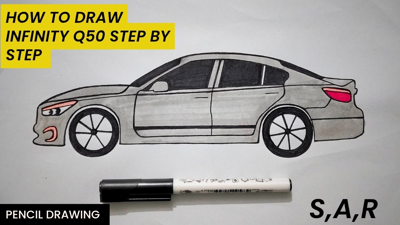 How to draw infinity Q50 step by step easy | realistic pencil drawing | car sketch | Cardrawingsar