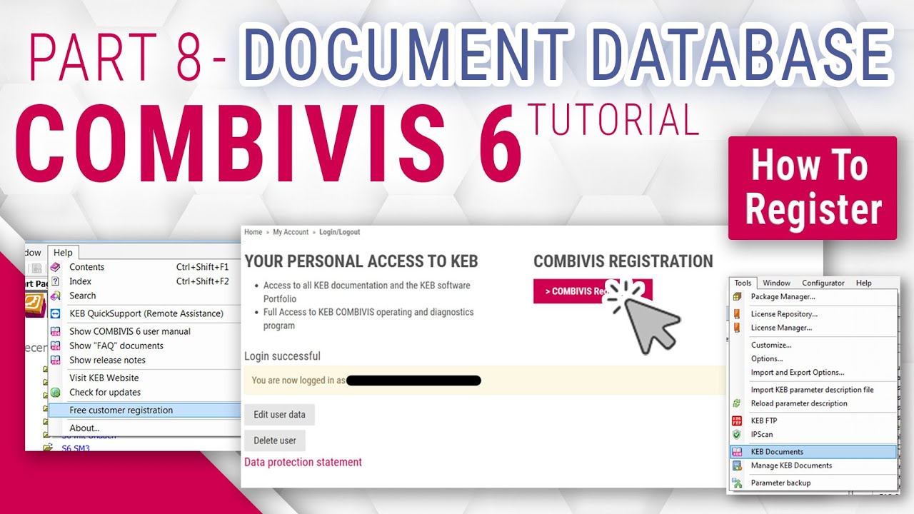 COMBIVIS 6 Tutorial: Part 08 - How to Register for KEB Document Database | CAD Models, Manuals, etc.
