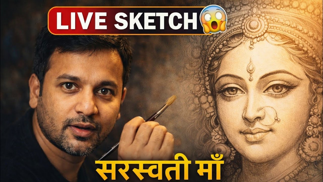 सरस्वती पूजा Special | Live Sketching by Drawing Class Students @ArtistShikhaSharma  #drawing #disha