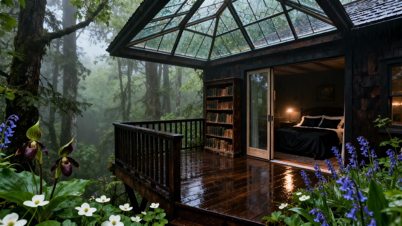 Rain Sounds for Sleeping: Cozy Forest Cabin at Night for Deep Rest