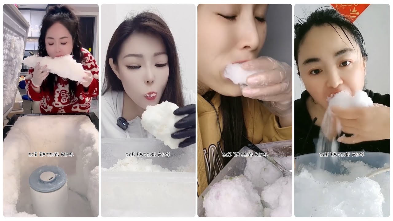 Ice scraping deep freezer asmr & Ice eating asmr & ice freezer frost eating & fridge ice mukbang 234