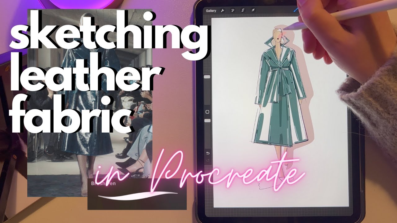 Sketching Leather Coat In Procreate / How To Draw Reflective Fabric / Digital Fashion Illustration