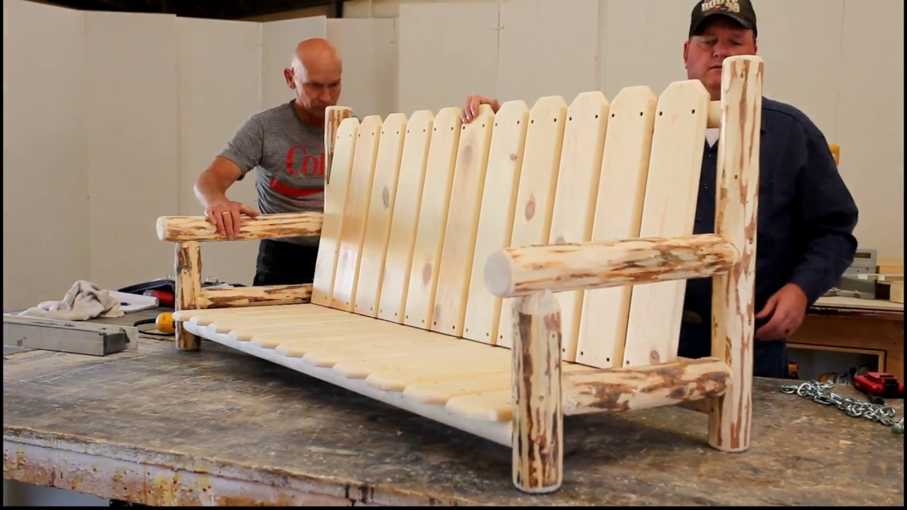 DIY Log worx - Hand built log Glider Chair  - woodworking log furniture shop
