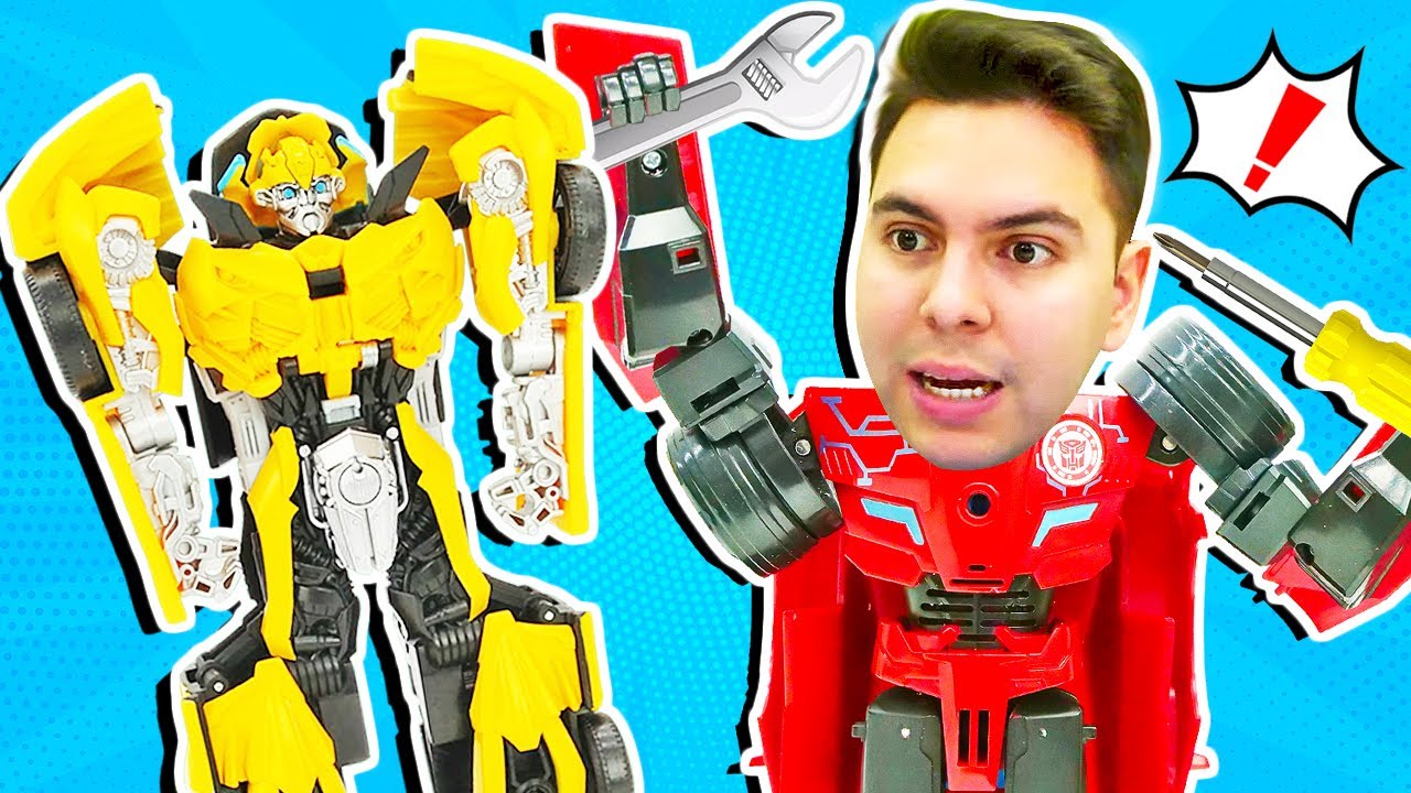 Bumblebee no puede transformarse. Juegos con los TOBOTS. Video de Transformers en ¡Oh, se dañó!