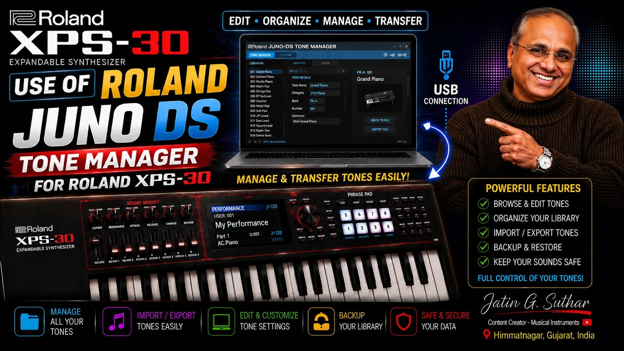 Roland JUNO DS Tone Manager Explain जूनो डी इस टोन मैनेजर सॉफ्टवेयर