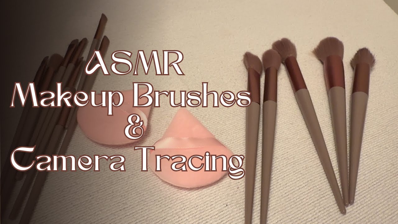ASMR: Organizing a New Makeup Brush Set with Two Puffs ✨ Soft Camera Tracing & Brushing Sounds