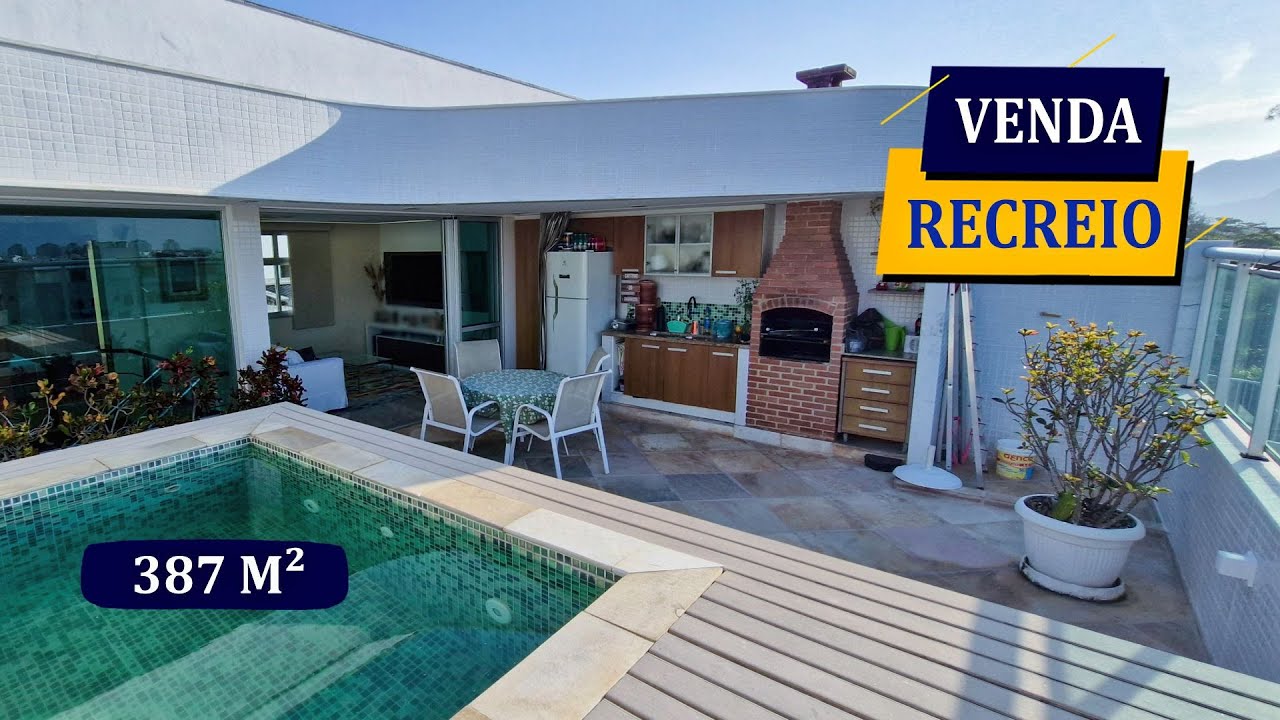 RECREIO A 1 QUADRA DA PRAIA LUXUOSA COBERTURA 387M² LAZER PRIVATIVO 5 QUARTOS 3 SUÍTES 4 VAGAS