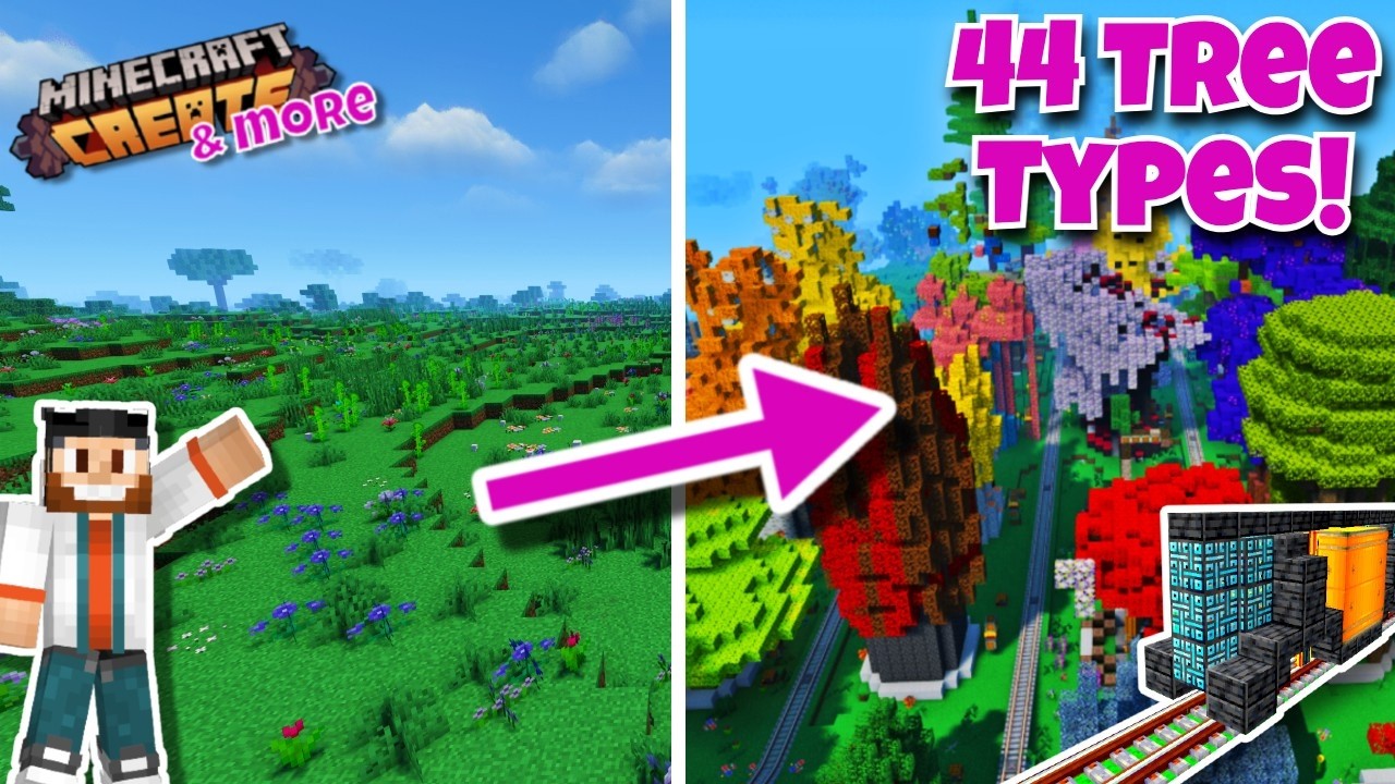 I TRANSFORMED A BIOME into a TREE FARM! in Minecraft Create Mod.  🔥🔥
