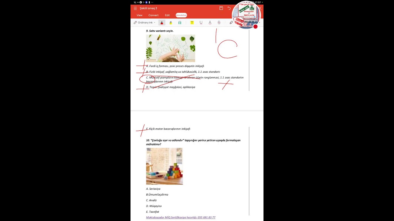 BAĞÇA Çərçivə mövzuları. TEST üzrə ÜMUMİ TƏKRAR 4. ŞƏKİLLİ SINAQ 3. Məktəbəqədər Nuranə Ziyadova