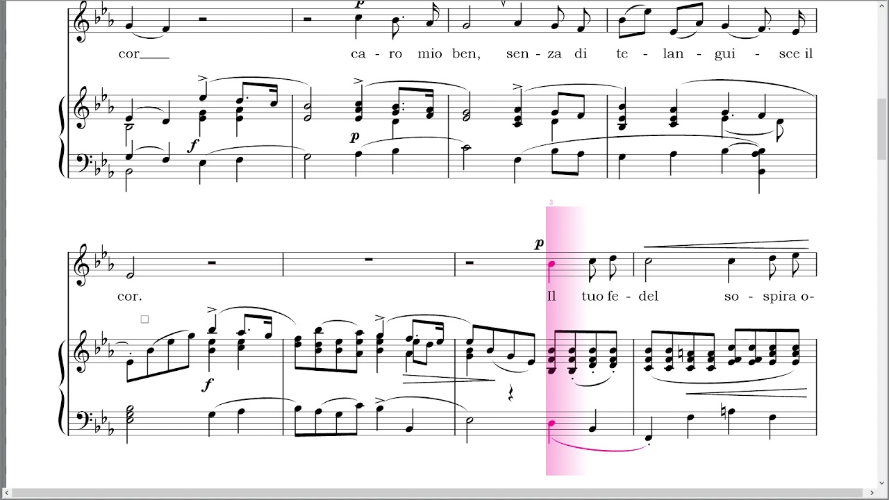 【イタリア歌曲楽譜】Caro mio ben いとしい人よ Eb Major 変ホ長調