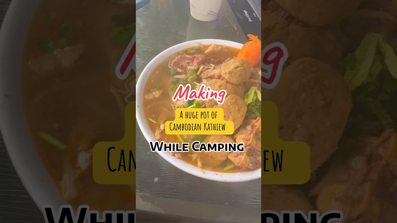 Made Cambodian kathiew (kuy teav) while camping. #cooking #cambodia #campingfood #food #khmer