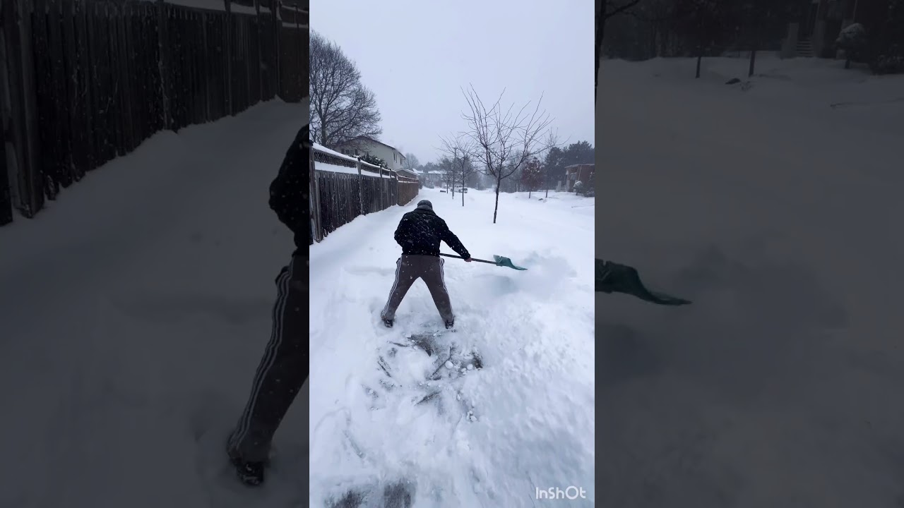 Winter life of canada in heavy snow storm 