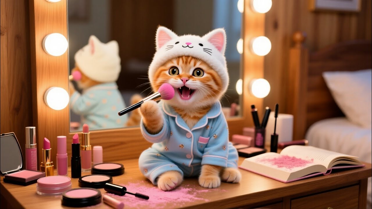 Рыжий котенок пробует макияж мамы-кошки 😂 | Забавная семейная история про кошек 🐾💄