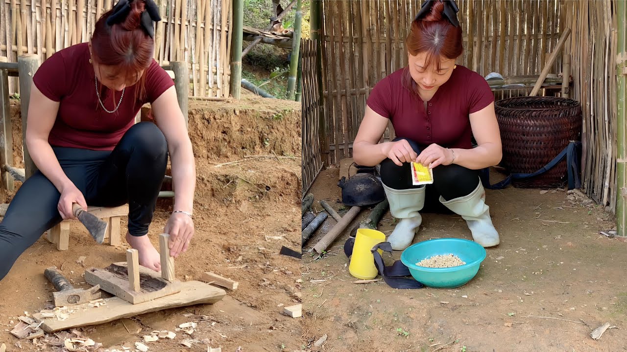 Planting Soybeans and Making a Small Chair for My Bamboo House | Living Alone in the Mountains