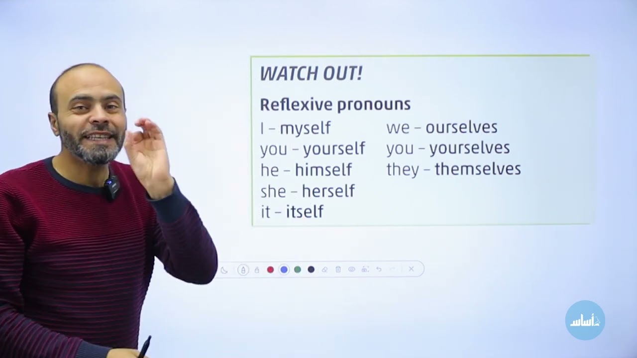 اللغة الإنجليزية🆎الصف السابع7️⃣(Reflexive pronouns)✅الفصل الثاني مع أ. عبد الله حسين💪