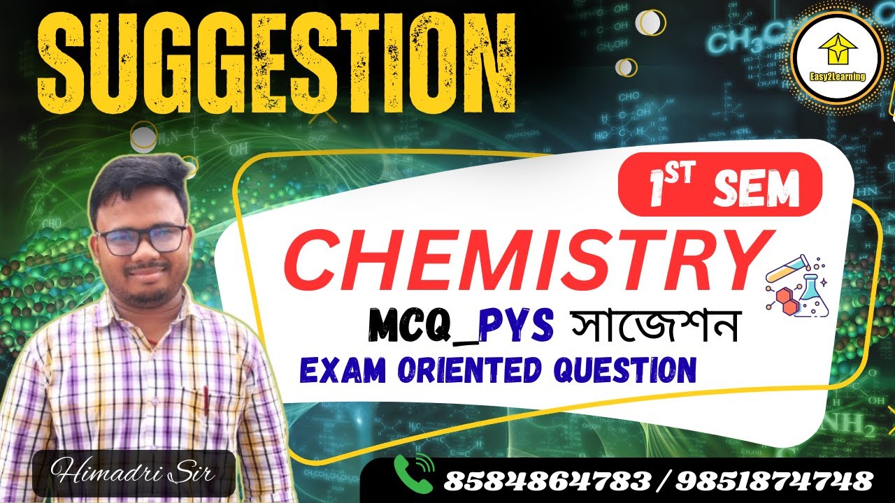 📌Diploma 1st Sem Chemistry Suggestion MCQ_PYQ Solved by Himadri Sir|| #easy2learning