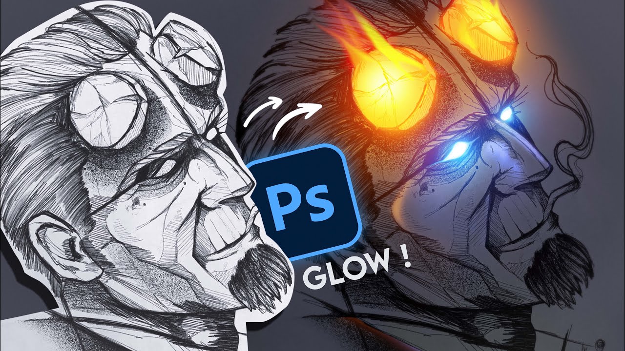 HELLBOY | Sketch GlowUp Using Photoshop
