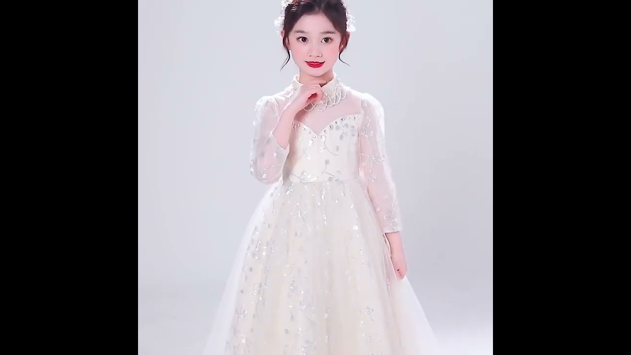 FG607 Long sleeve flower Girl dresses ( 2 Colors )