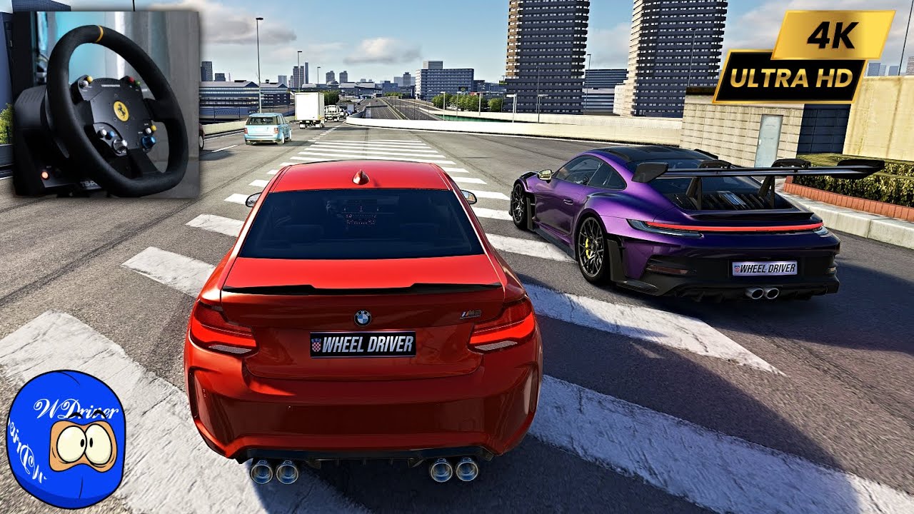 BMW M2 And Porsche GT3 RS INSANE Cutting Up Through HEAVY Traffic In Assetto Corsa