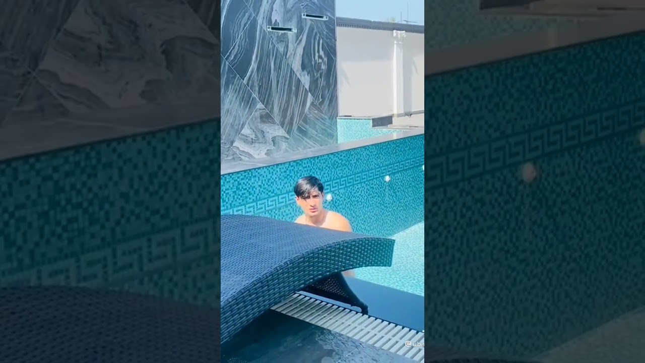 Naseem shah with brother and enjoy swiming pool